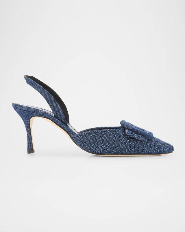 Maysli Chambray Buckle Slingback Pumps